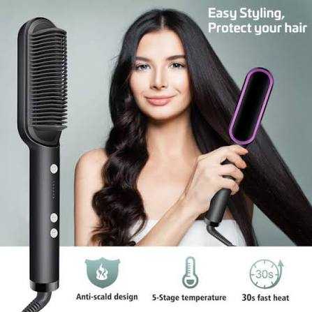 Hair Straightener Brush Curling Comb 2 In 1 Hair Hot Comb Anti-Scald Hair Straightener Brush