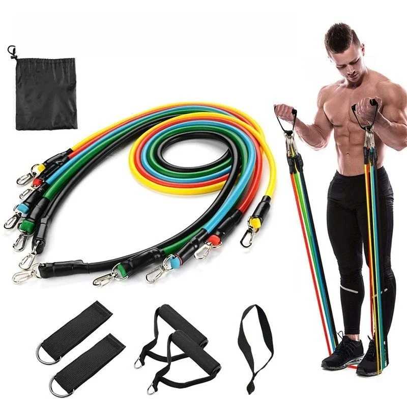 Home Gym Extreme Workout Fitness Strength Training Power Resistance Bands – 11 Pcs Set